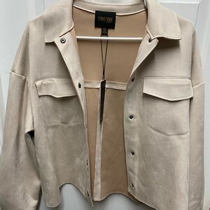 TRUTH Beige Suede Shacket Jacket